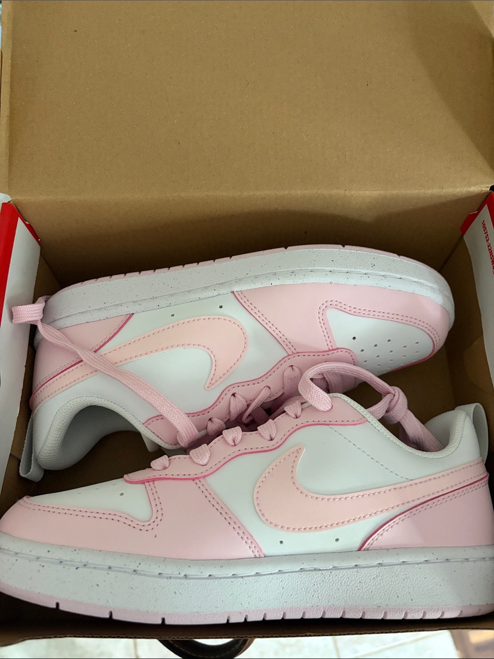Nike Girls 4.5Y Pink Foam & White Court Borough Low Recraft Sneakers NWT NIB
